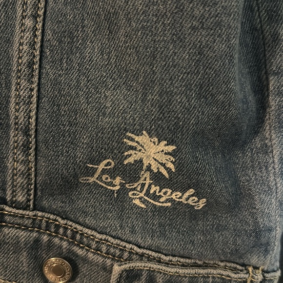 Guess Womens Doria Blue Denim Short Collared Denim Jacket Coat NWT Los Angeles - Picture 7 of 7